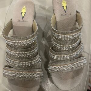 Volatile Women's Sparkling Tan Wedge Sandals